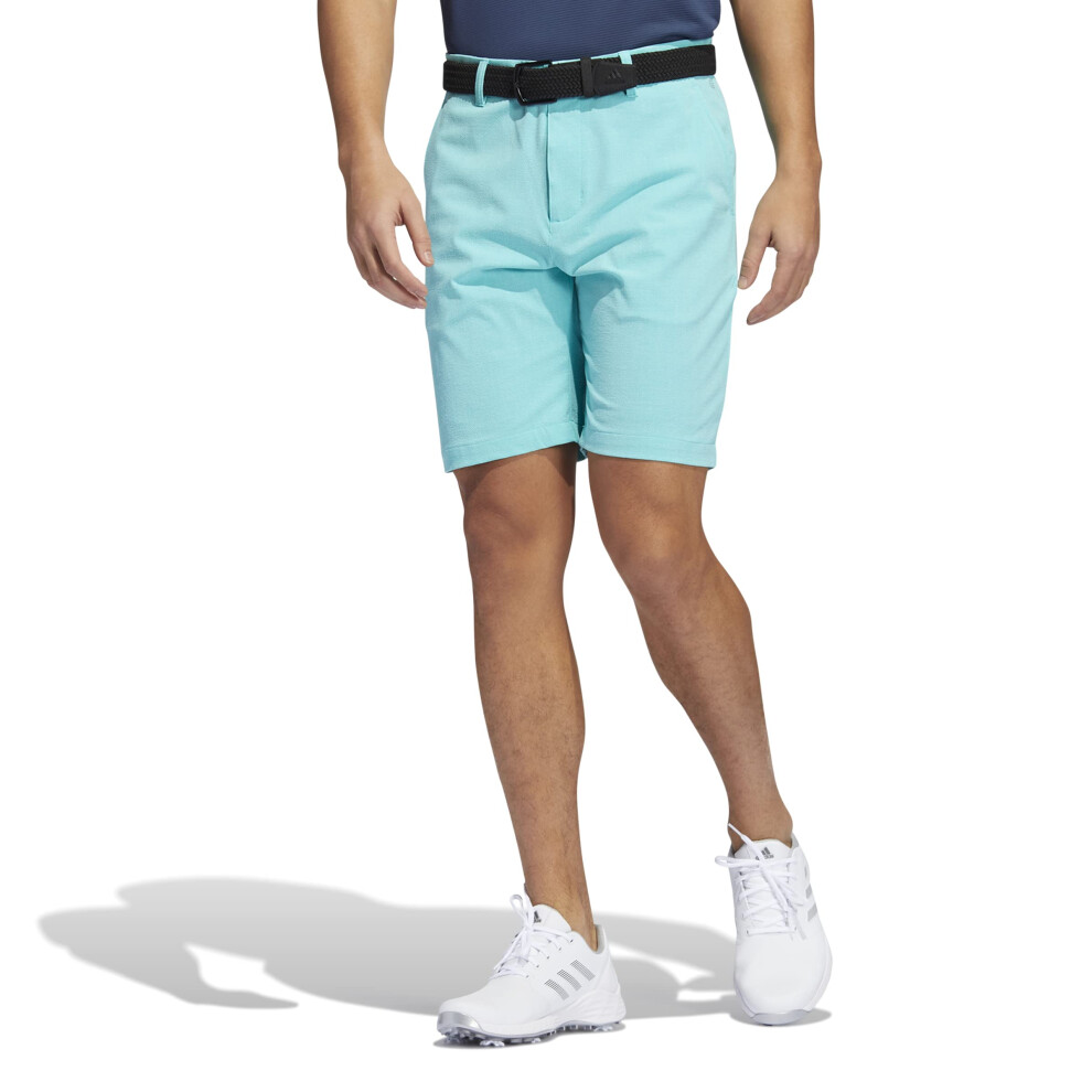 adidas Men's Crosshatch Golf Shorts  Semi Mint Rush/White  30