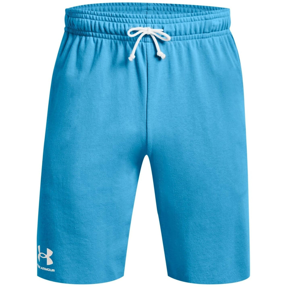 Under Armour Mens Rival Terry Shorts  (419) Capri / / Onyx White  X-Sm