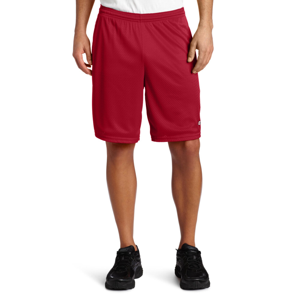 Champion Long Mesh Mens Shorts with Pockets  L-Deep Garnet