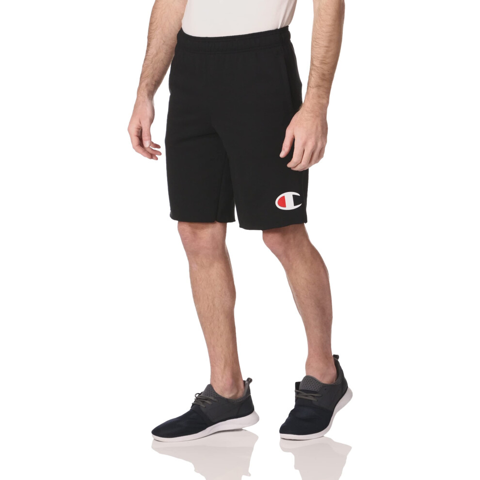 Champion Men's Graphic Powerblend Fleece Short  Black  Small