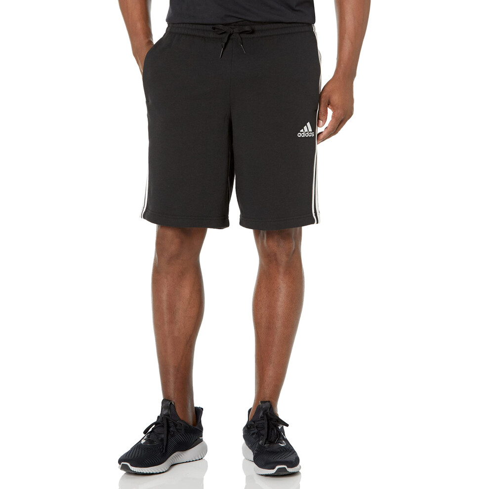 adidas Men's Tall Size Essentials Fleece 3-Stripes Shorts  Black/White