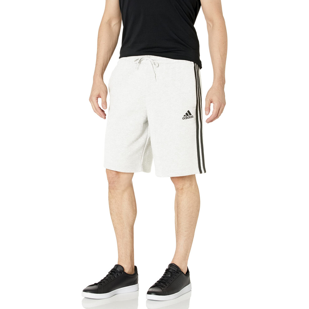 adidas Men's Essentials Fleece 3-Stripes Shorts  White/Black  Large