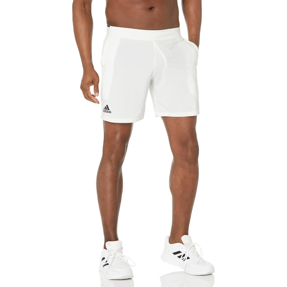 adidas Men's Standard Club Stretch-Woven Tennis Shorts  White/Black  L