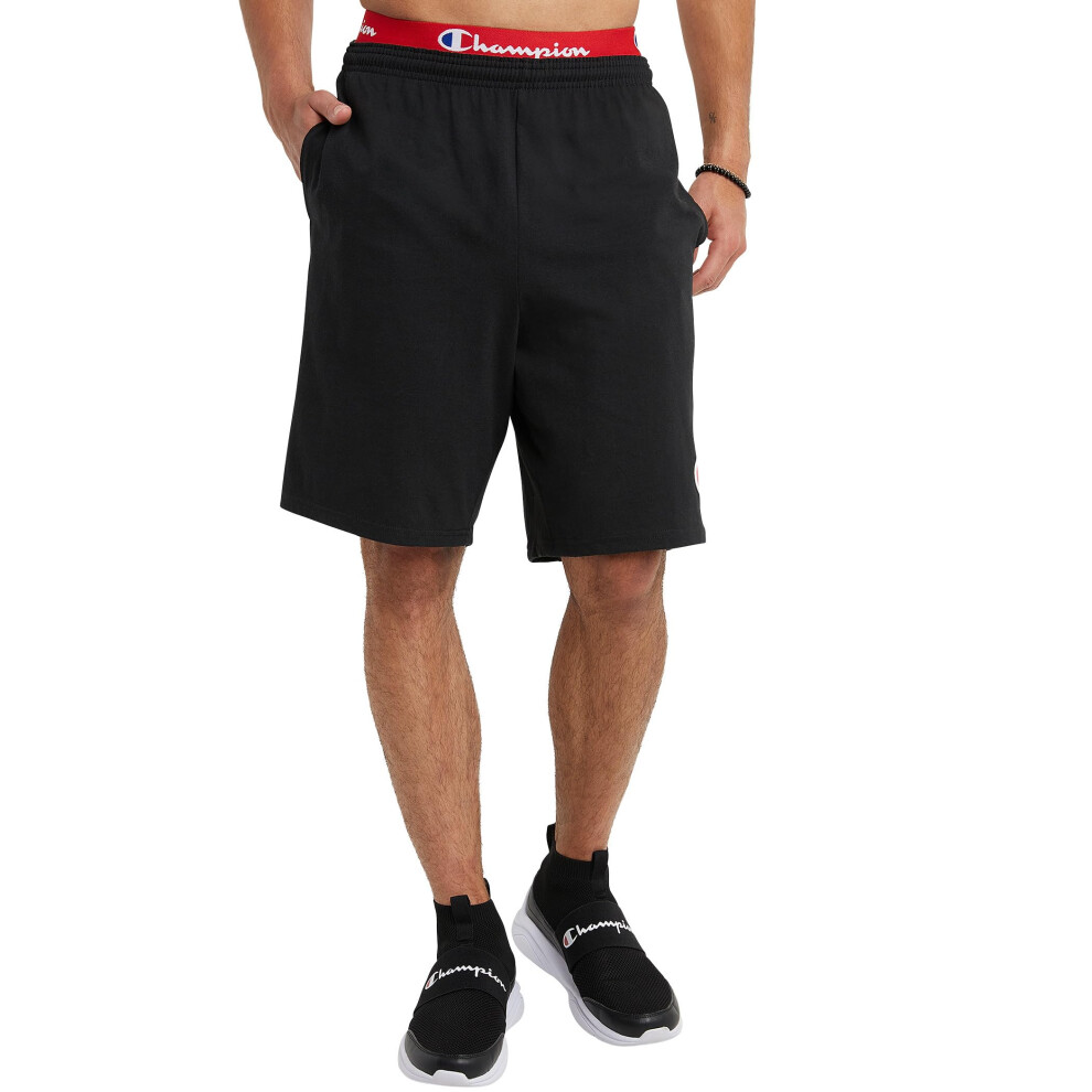 Champion mens 10"" Powerblend Graphic Short  C Logo Shorts  Black  X-L