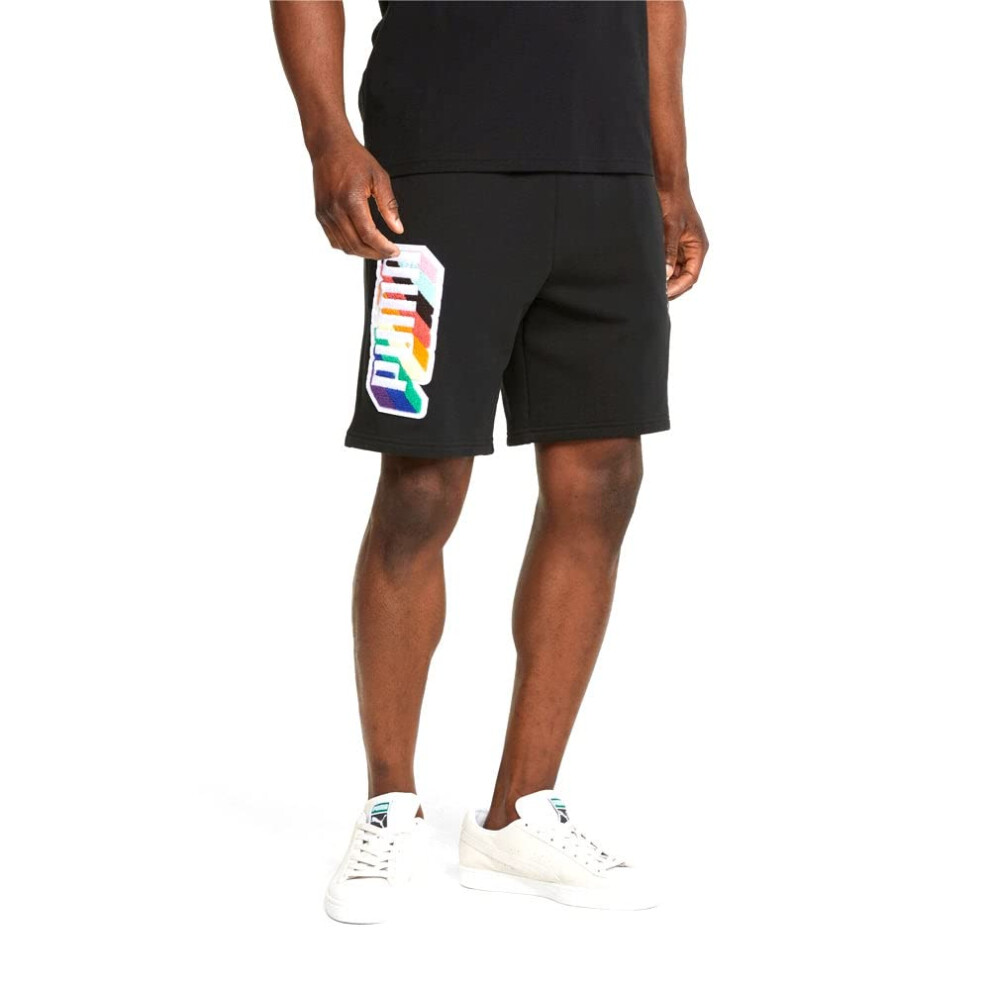 PUMA Mens Pride 8"" Shorts Casual Casual Pockets - Black - Size L