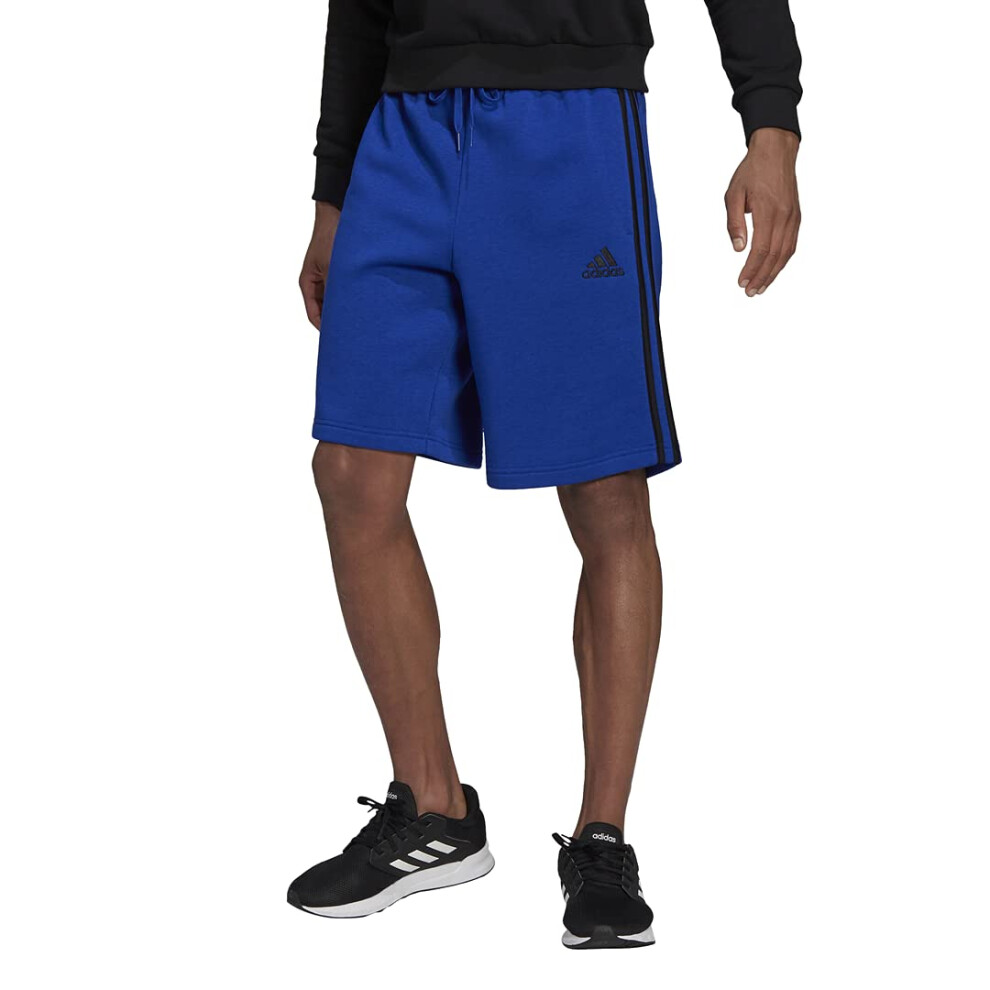 adidas Men's Size Essentials Fleece 3-Stripes Shorts  Team Royal Blue/