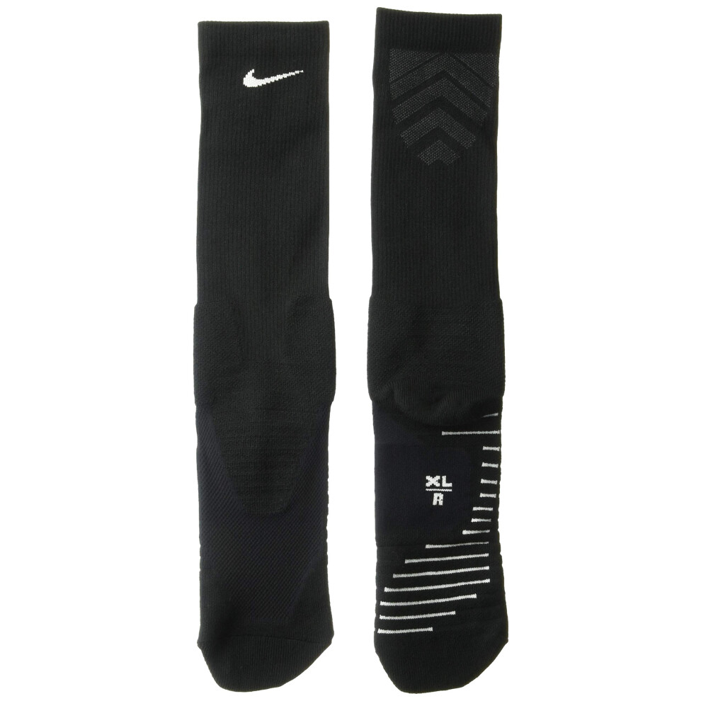 NIKE Unisex Vapor Crew Socks (1 Pair)  Black/White  Large