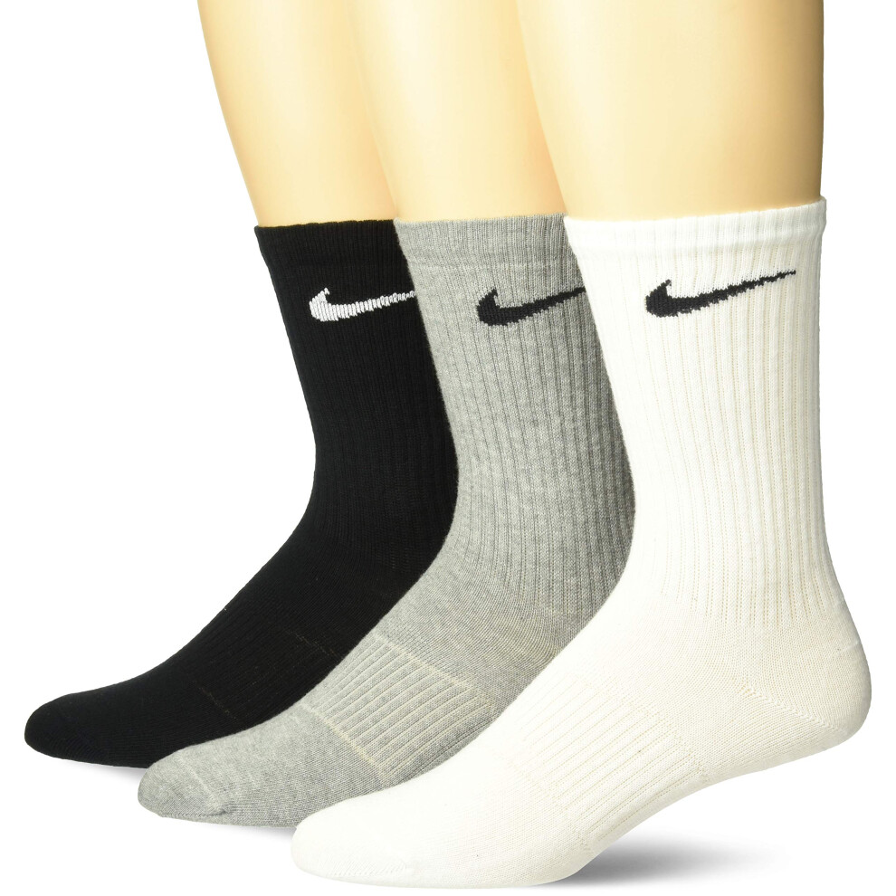 NIKE Men's Lightweight Crew Socks (Pack of 3)  White/Grey/Black  Mediu