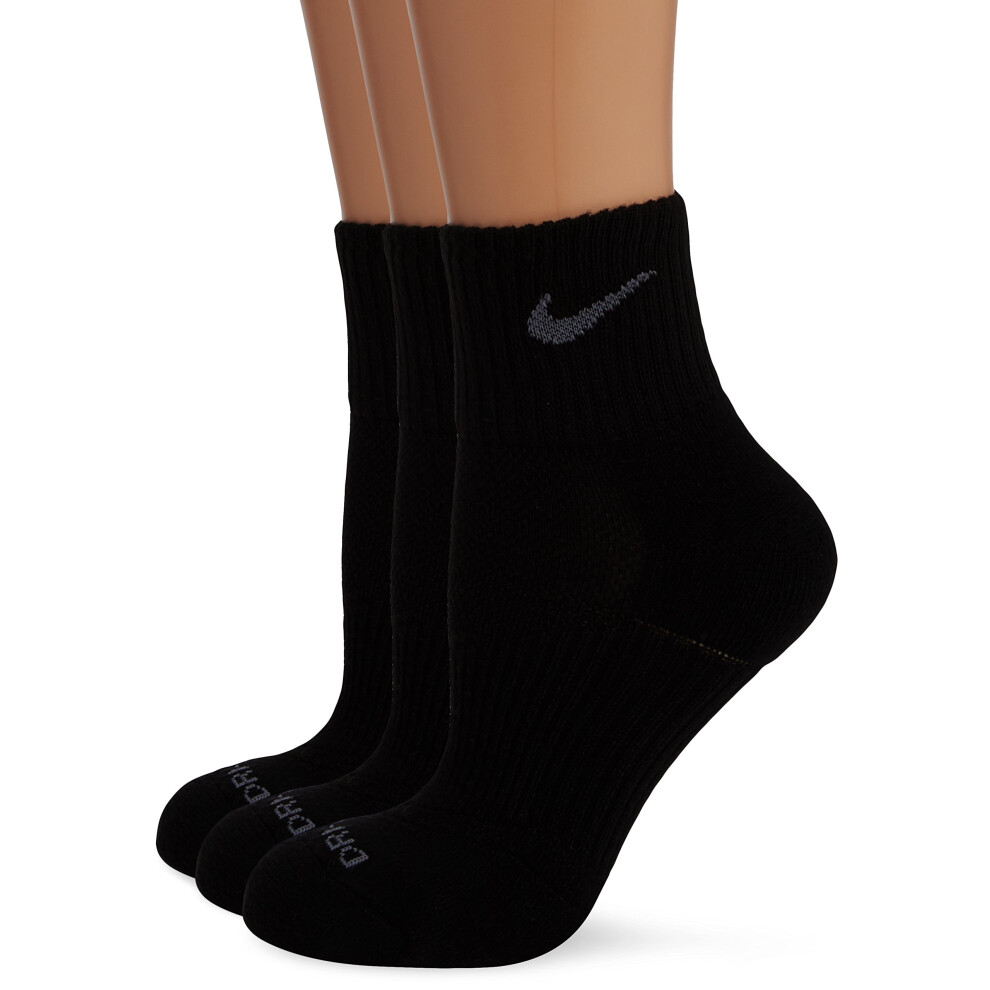 Nike New 3 Pack Men's Dri-FIT Half-Cushioned Quarter Socks Black/Flint