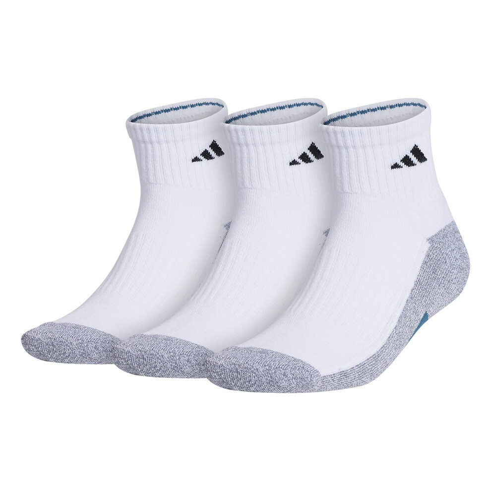 adidas Men's Cushioned Quarter Socks (3-Pair)  White/Grey/Orbit Indigo