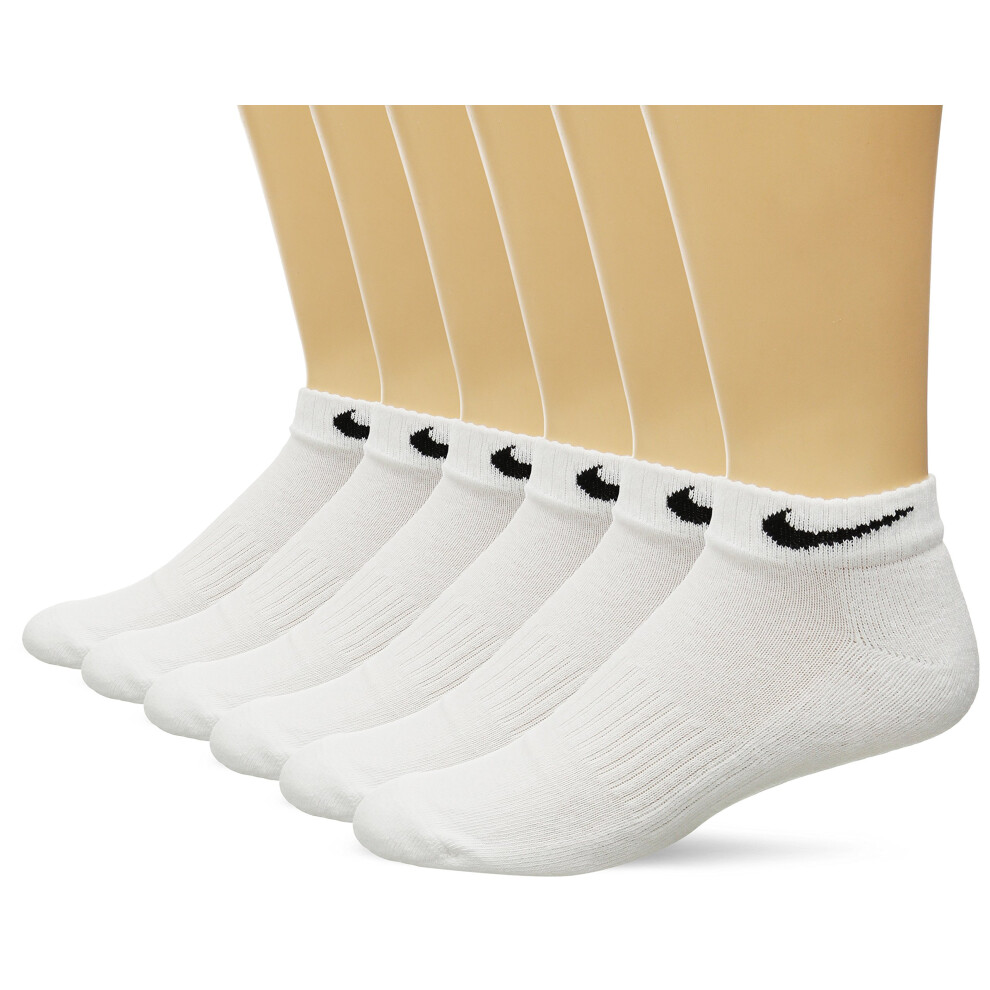 NIKE Unisex Performance Cushion Quarter Socks with Bag (6 Pairs)  Whit