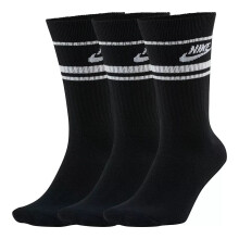 Nike Men`s Everyday Essential Crew Socks 3 Pack (Black(CQ0301-010)/White Large)