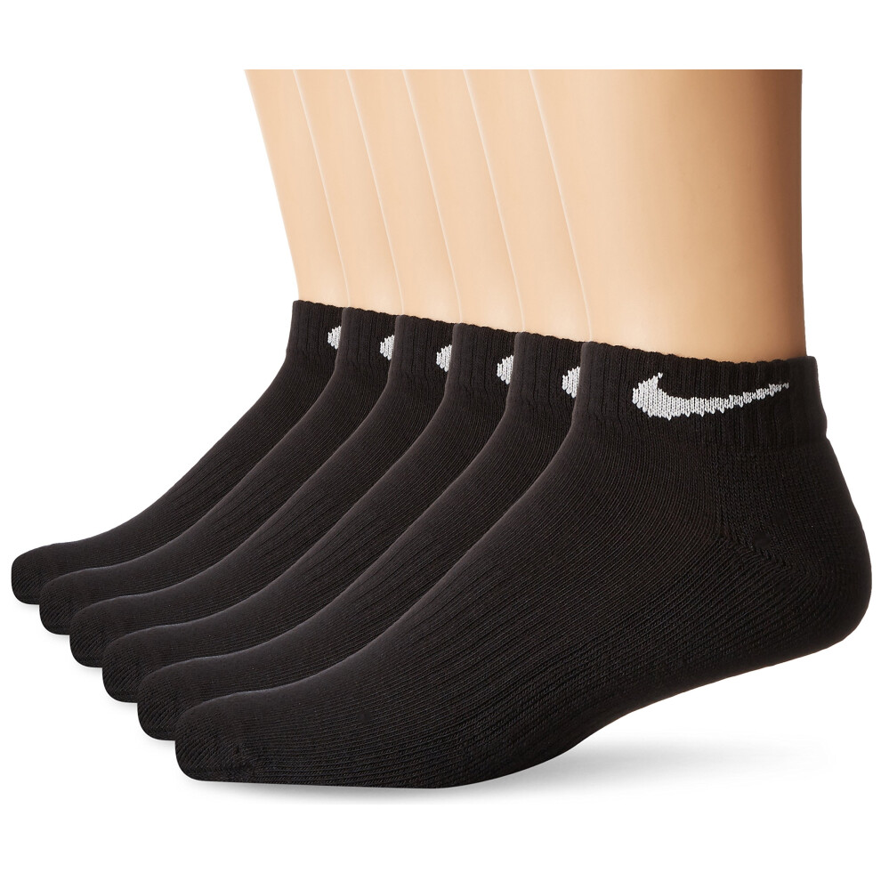 NIKE Unisex Performance Cushion Quarter Socks with Bag (6 Pairs)  Blac