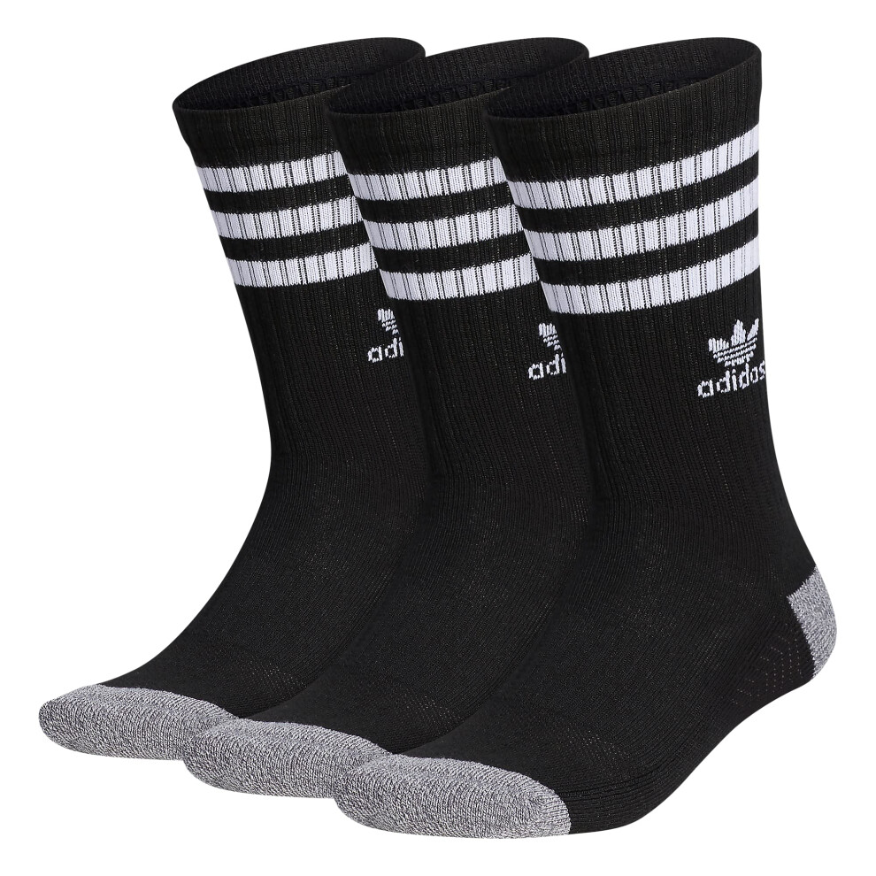 adidas Originals Roller Crew Socks (3-Pair)  Black/White  Large