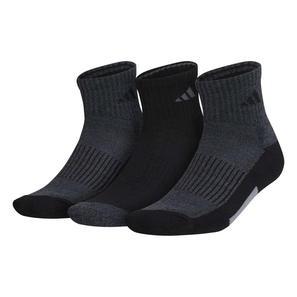 adidas Men's Cushioned Quarter Socks (3-Pair)  Black/Onix Grey/Grey  L