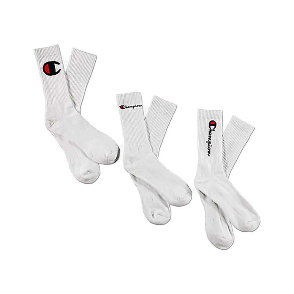 Champion mens Core Essential Crew Sock  3-pair Casual Sock  White  6 1