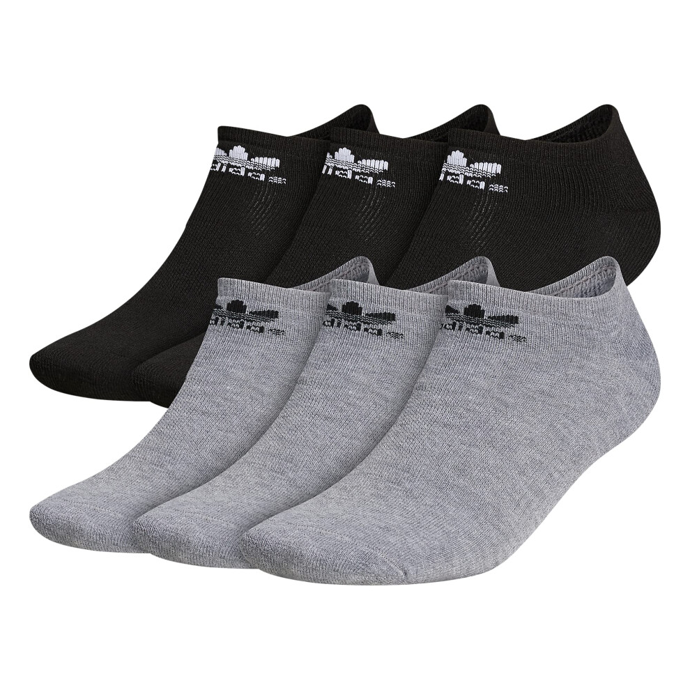 adidas Originals Trefoil No Show Socks (6-Pair)  Heather Grey/Black/Wh