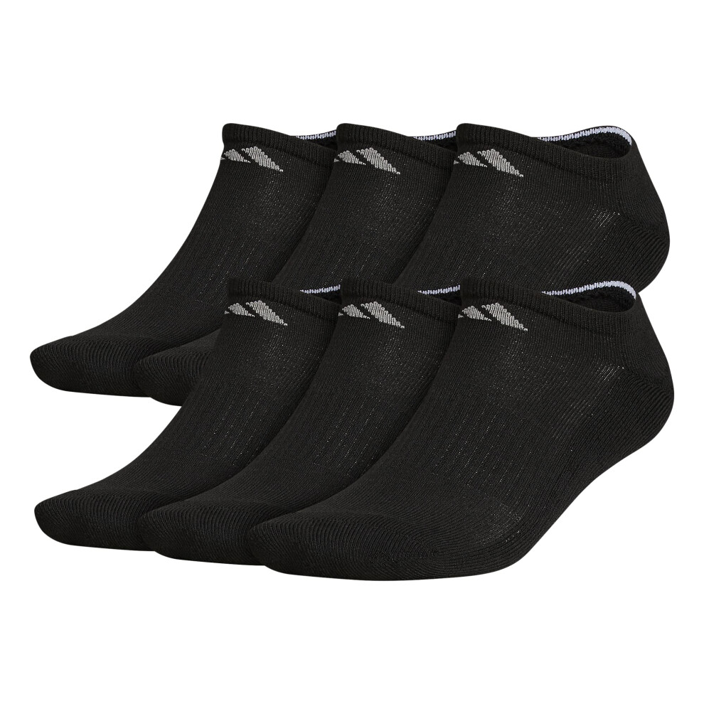 adidas mens Athletic Cushioned No Show Socks (6-Pair)  Black/Aluminum