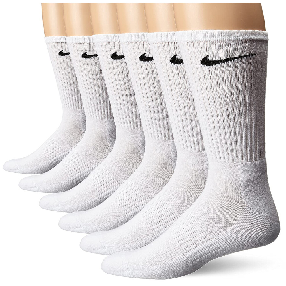 NIKE Unisex Performance Cushion Crew Socks with Band (6 Pairs)  White/