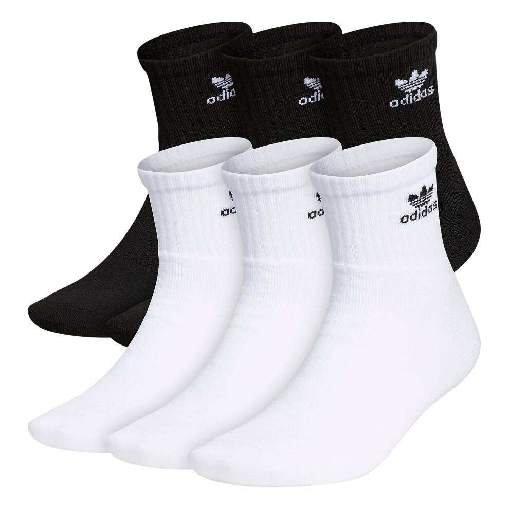 adidas Originals Trefoil Quarter Socks (6-Pair)  White/Black  Large