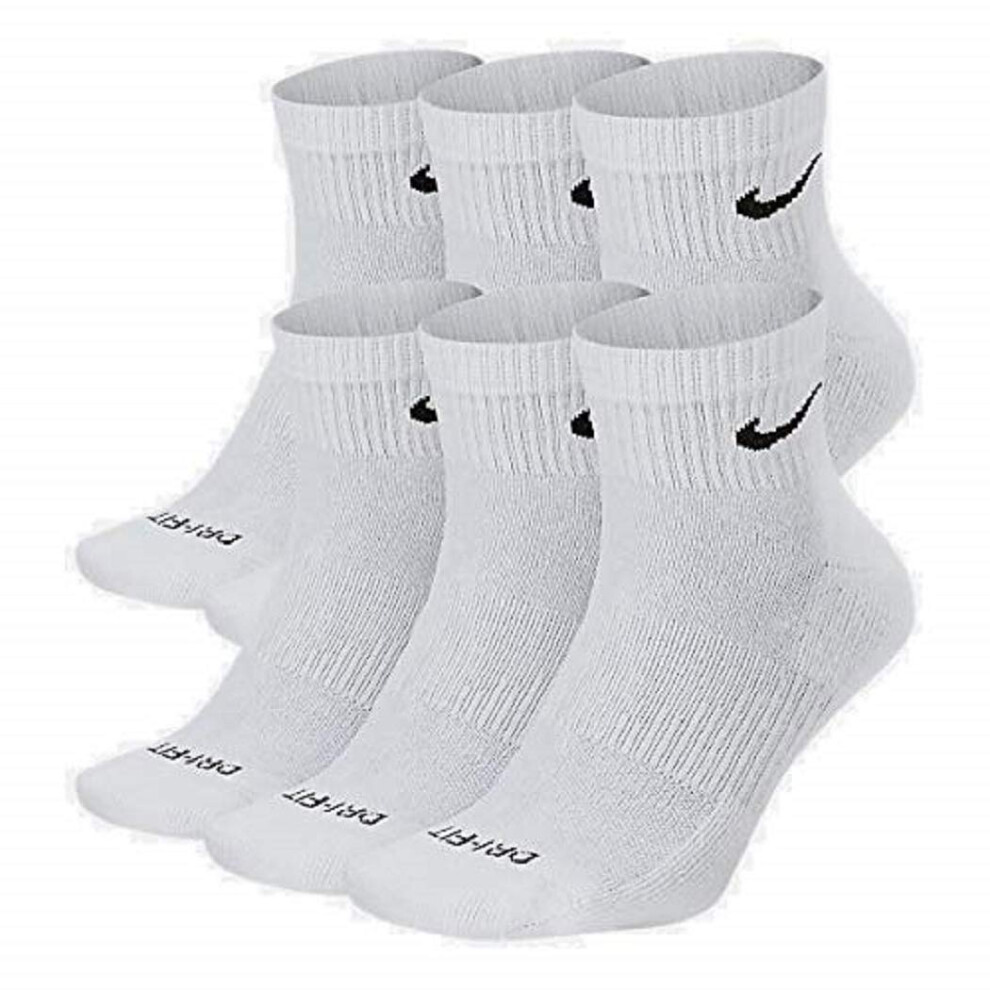 Nike SX6899-010: Men's Everyday Cushion Ankle 6 Pack White/Black Socks