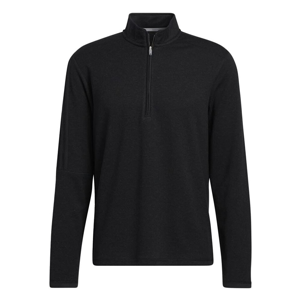 adidas Golf Men's 3-Stripes Quarter Zip Pullover  Black  Small