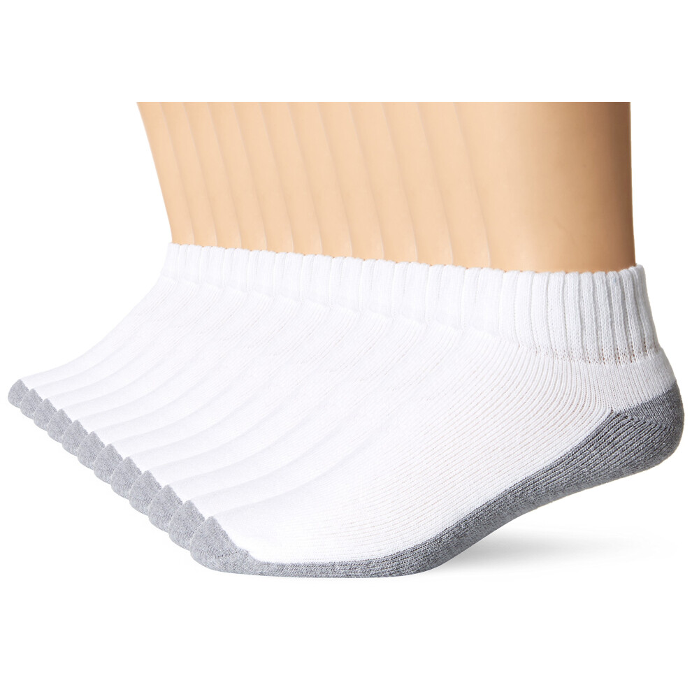 Fruit of the Loom Men's 12 Pack Full Cushion Ring Spun Ankle Socks  Wh