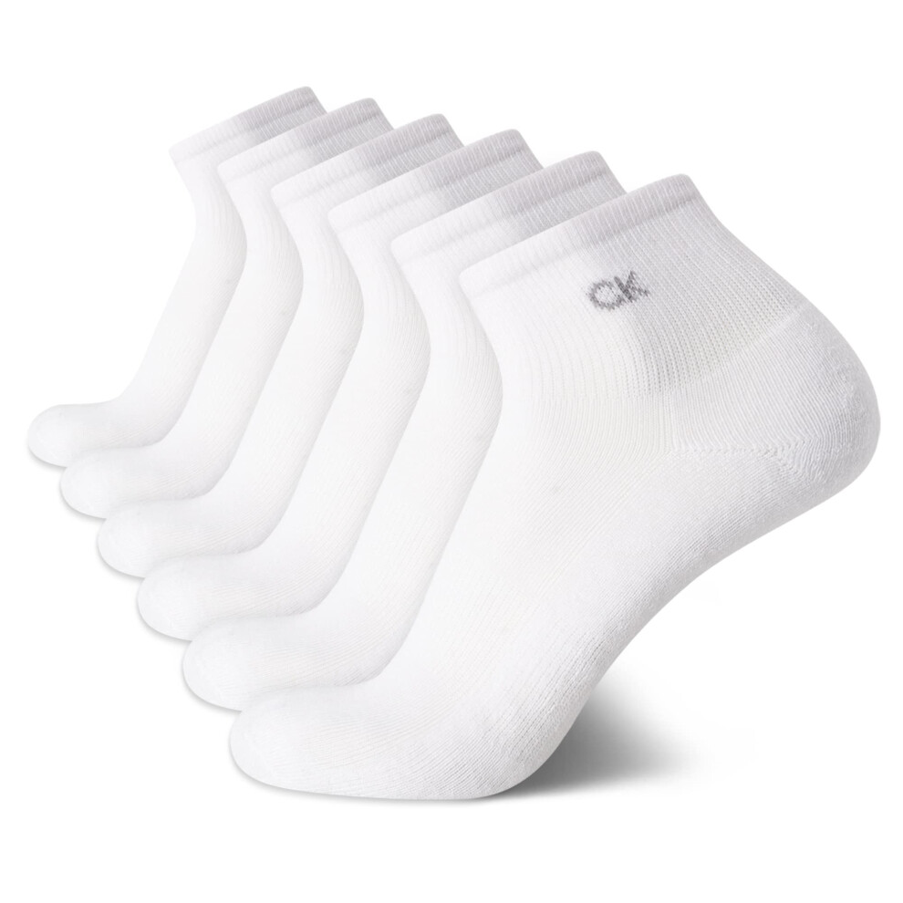 Calvin Klein Men's Cushioned Quarter Socks (6 Pack)  Size 7-12  Pure W