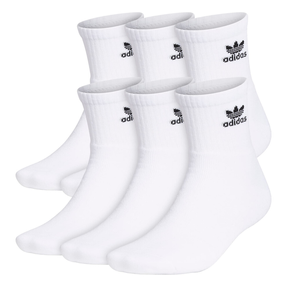 adidas Originals Trefoil Quarter Socks (6-Pair)  White  Large