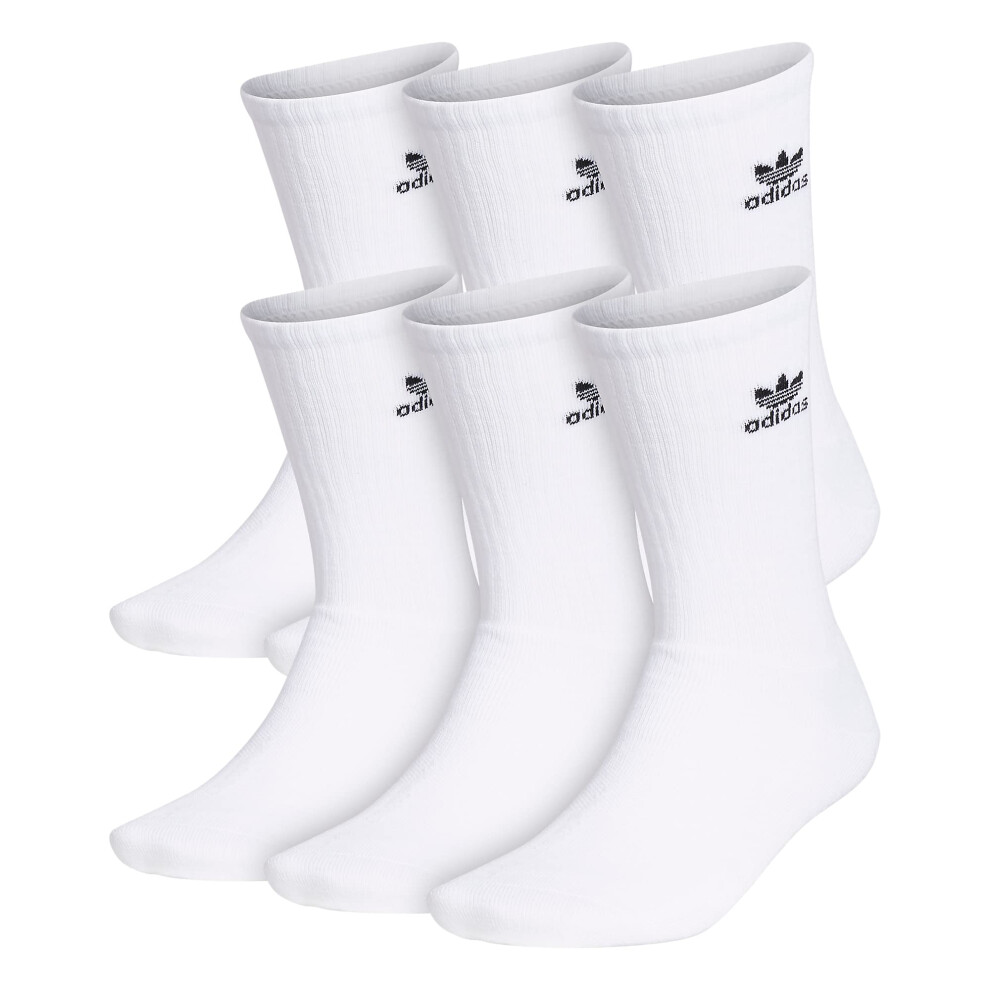 adidas Originals unisex adult Trefoil Crew (6-pair) Socks  White  Larg