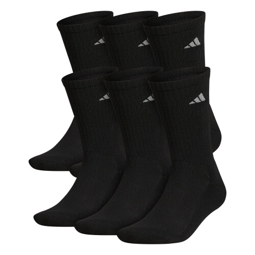 Adidas adidas 6-Pack Ανδρικές Κάλτσες Crew Μαύρες/Αλουμινίου 2 XL (Νο 12-15)