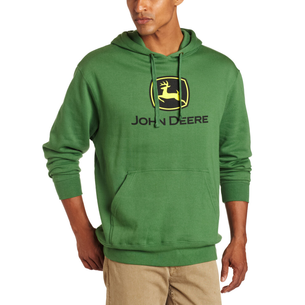 John Deere Men's Standard Trademark Logo Core Hood Pullover Fleece  Gr