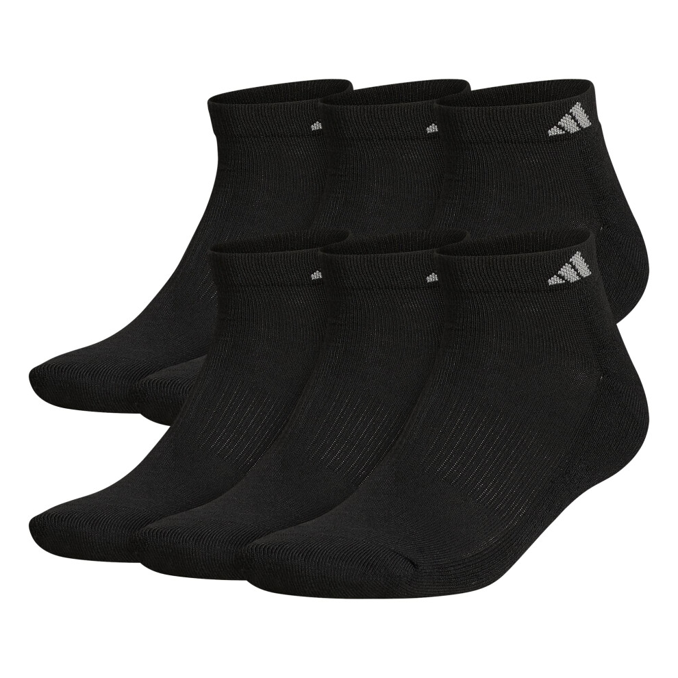 adidas mens Athletic Cushioned (6-pair) Low Cut Sock  Black/Aluminum 2