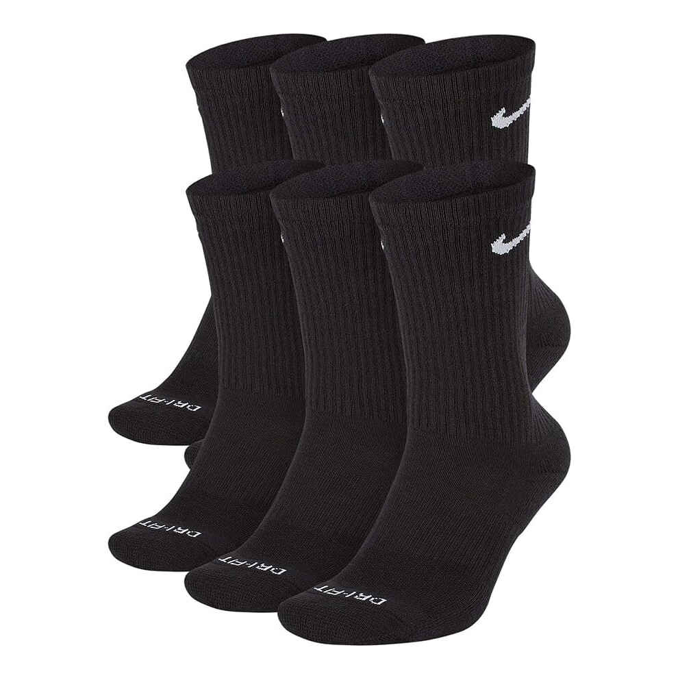 NIKE Plus Cushion Socks (6-Pair) (M (Men's 6-8 / Women's 6-10)  Low (S