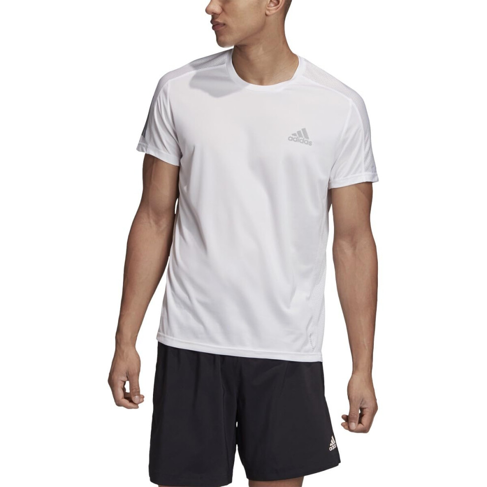 adidas Men's Own The Run Tee  Core White/Reflective Silver  Medium