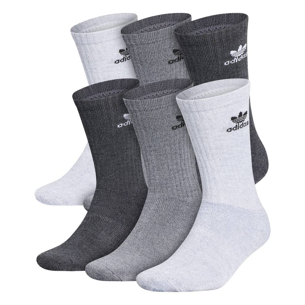 adidas Originals Trefoil Crew Socks (6-Pair)  Grey/Onix Grey/Black  La