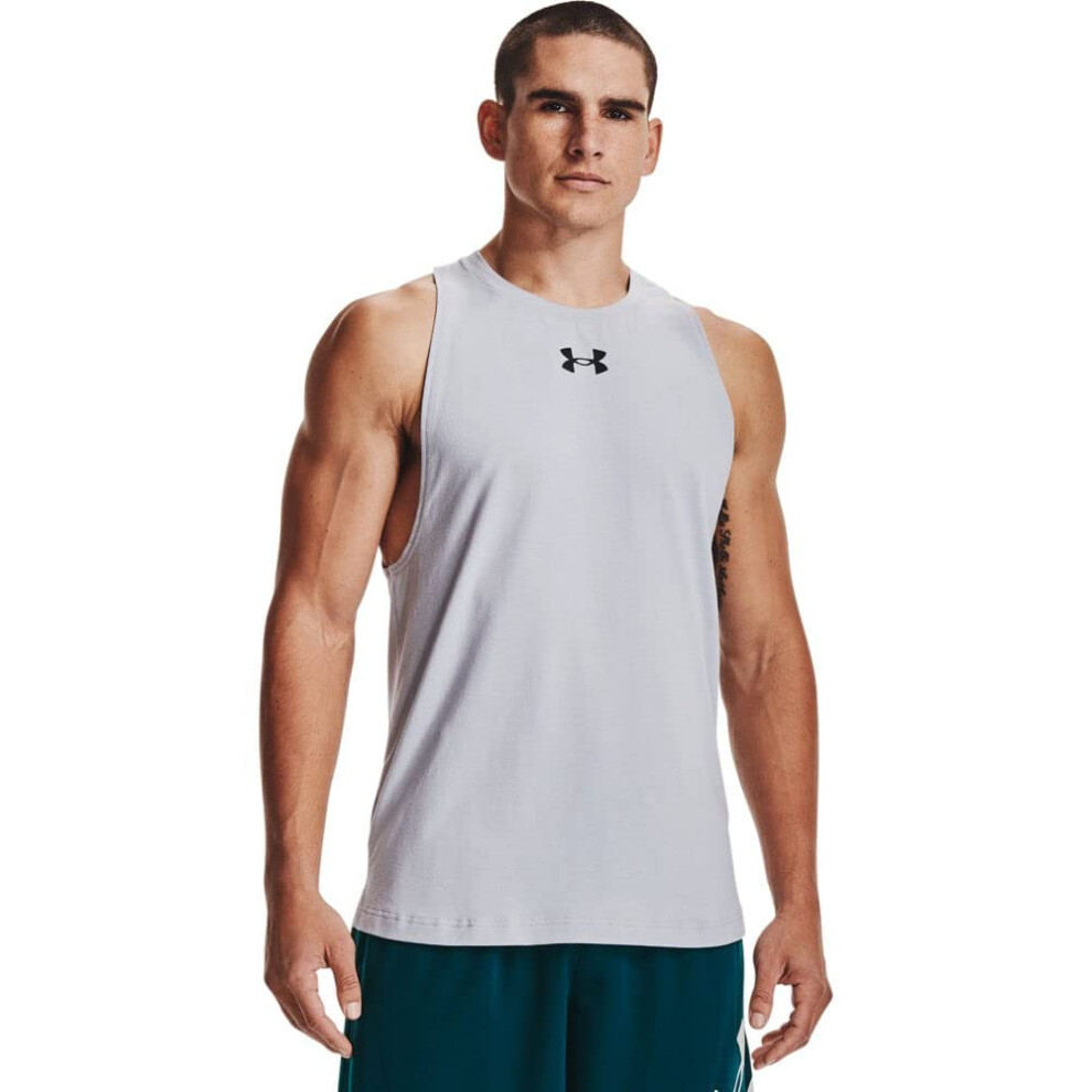 Under Armour Men's Baseline Cotton Tank   Mod Gray (011)/Black  Medium