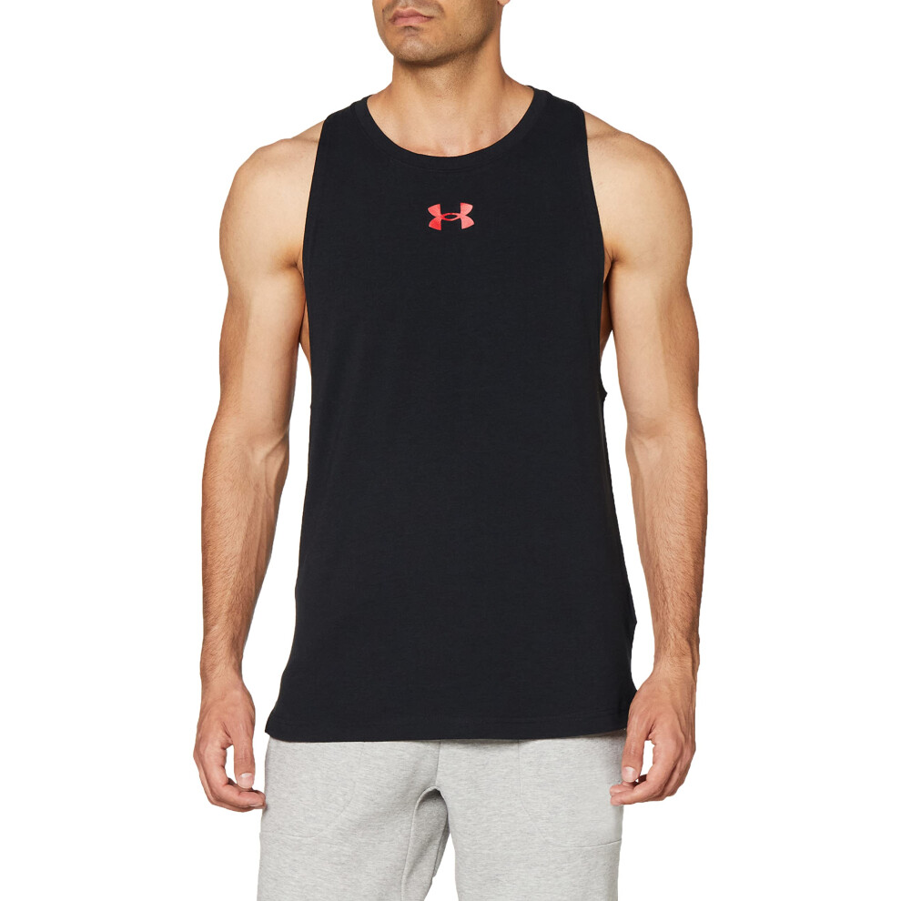 Under Armour Men's Baseline Cotton Tank   Black (001)/Red  Medium