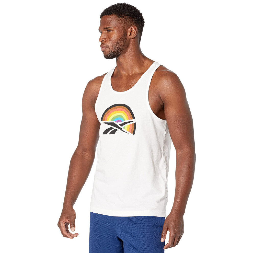 Reebok Men's Standard Tank  White/Pride Graphic  Large