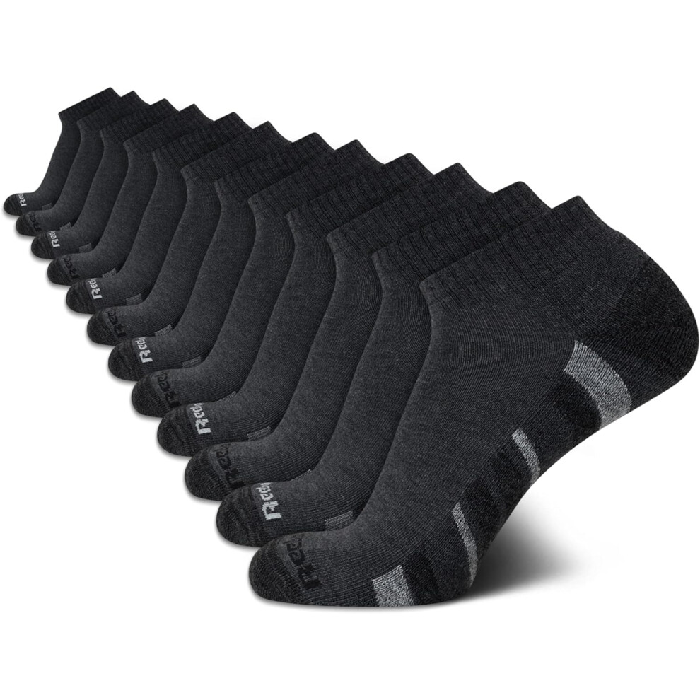 Reebok Men's Athletic Quarter Socks with Cushion Comfort (12 Pack)  Si