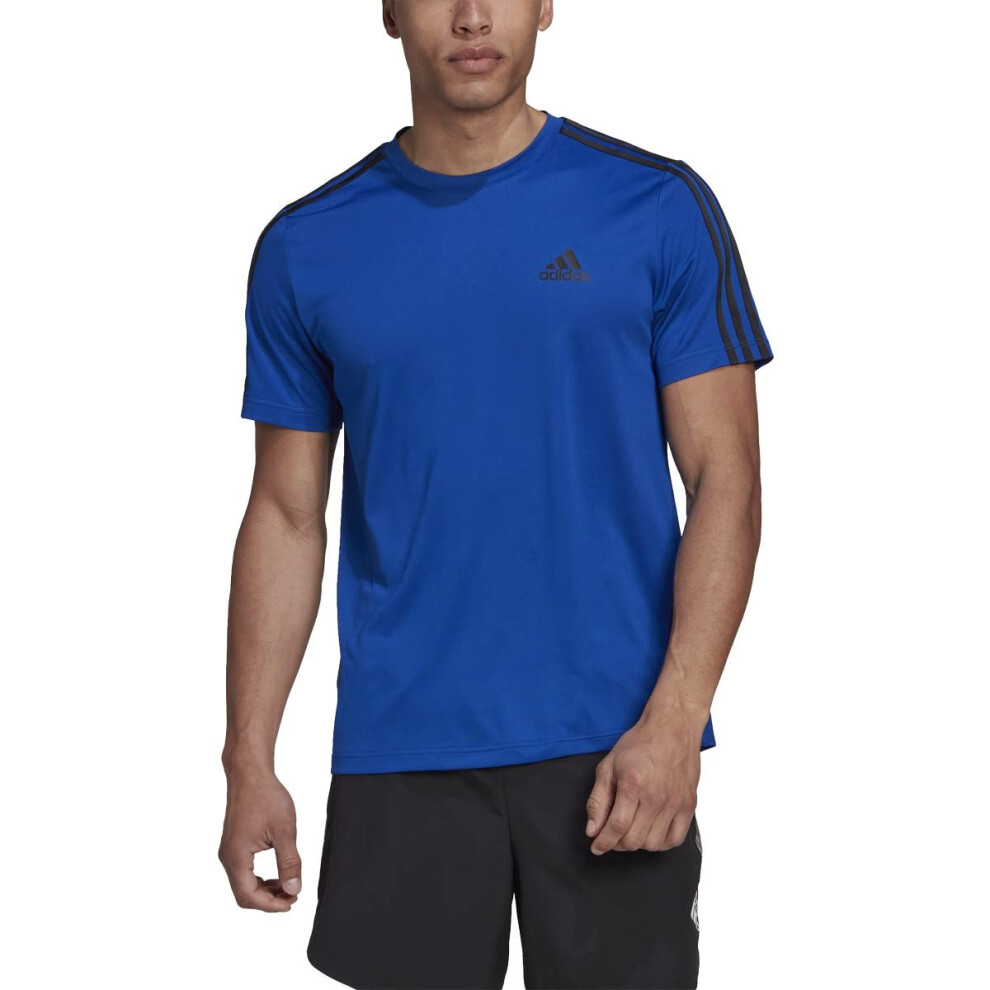 adidas Men's AEROREADY Designed 2 Move Sport 3-Stripes Tee  Team Royal