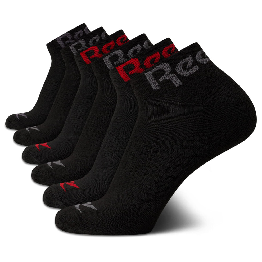 Reebok Mens Athletic Socks Cushion Quarter Cut Ankle Socks (6 Pack)  S