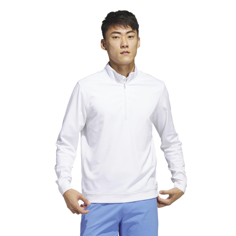 adidas Men's Elevated Quarter Zip Pullover  White  Medium