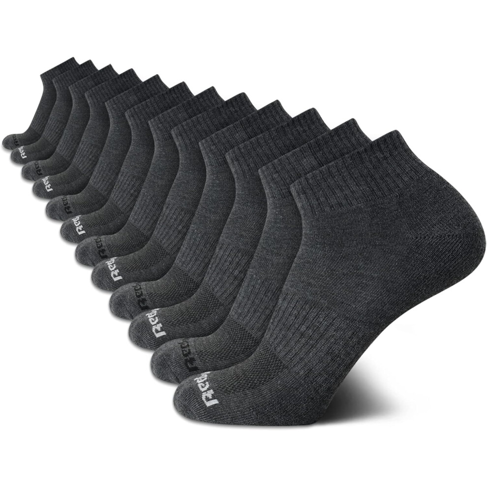 Reebok Men's Athletic Quarter Socks with Cushion Comfort (12 Pack)  Si