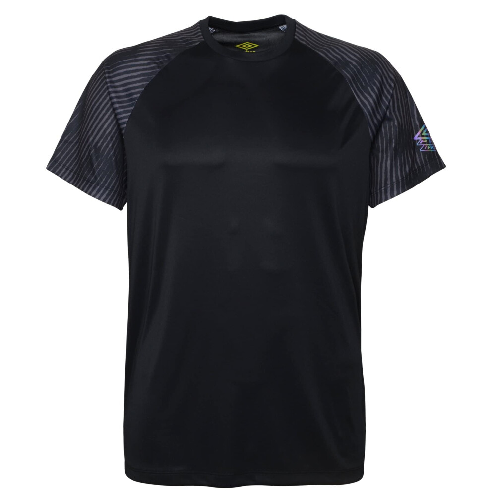 Umbro Men's Pro Training Graphic Sleeve Jersey Tee  Black/Periscope  M