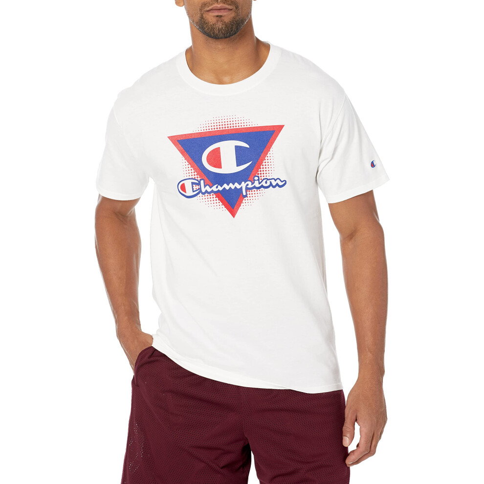 Champion Men's Classic T-Shirt  White Triangle Graphic  Small