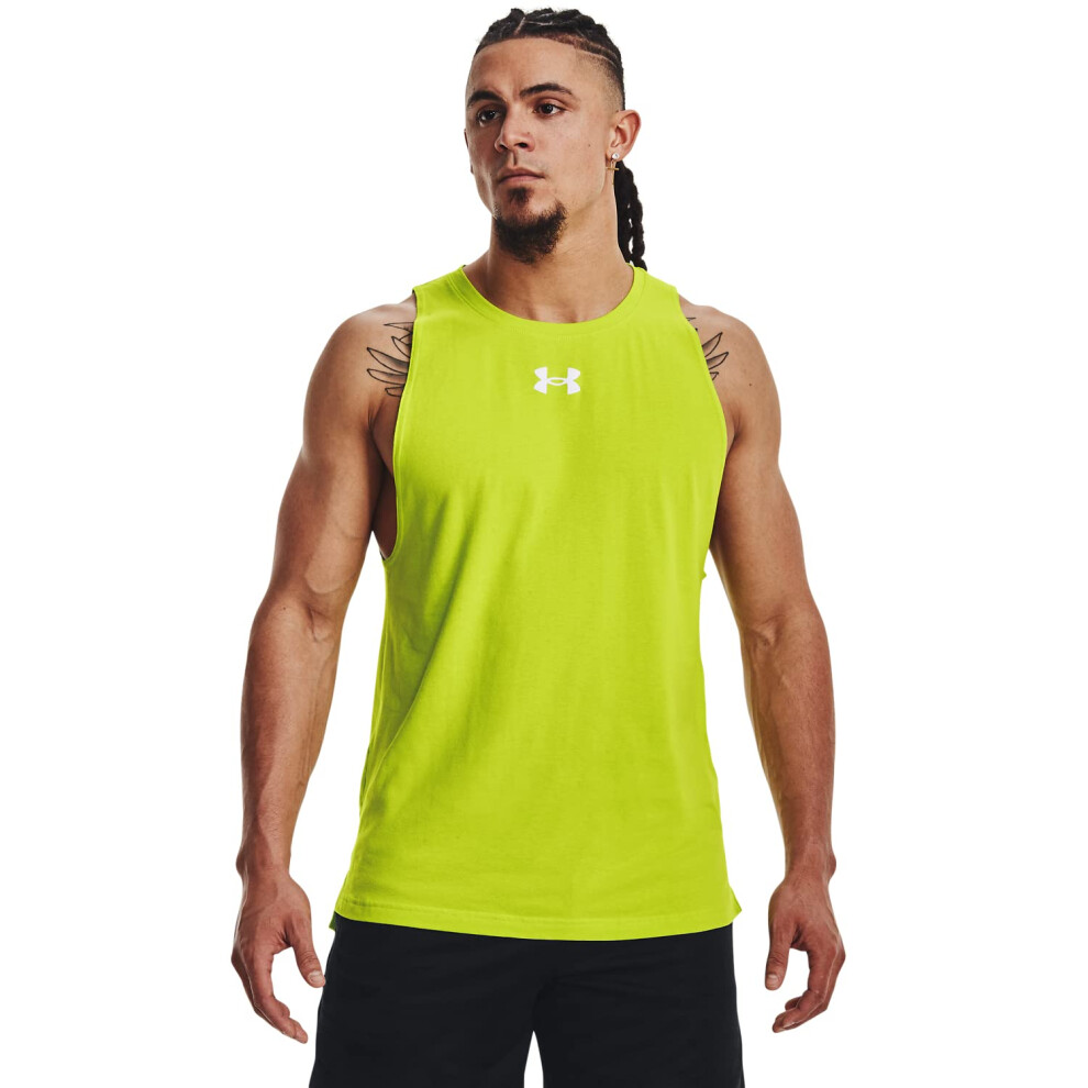 Under Armour Men's Baseline Cotton Tank  (324) Velocity / / White  Sma