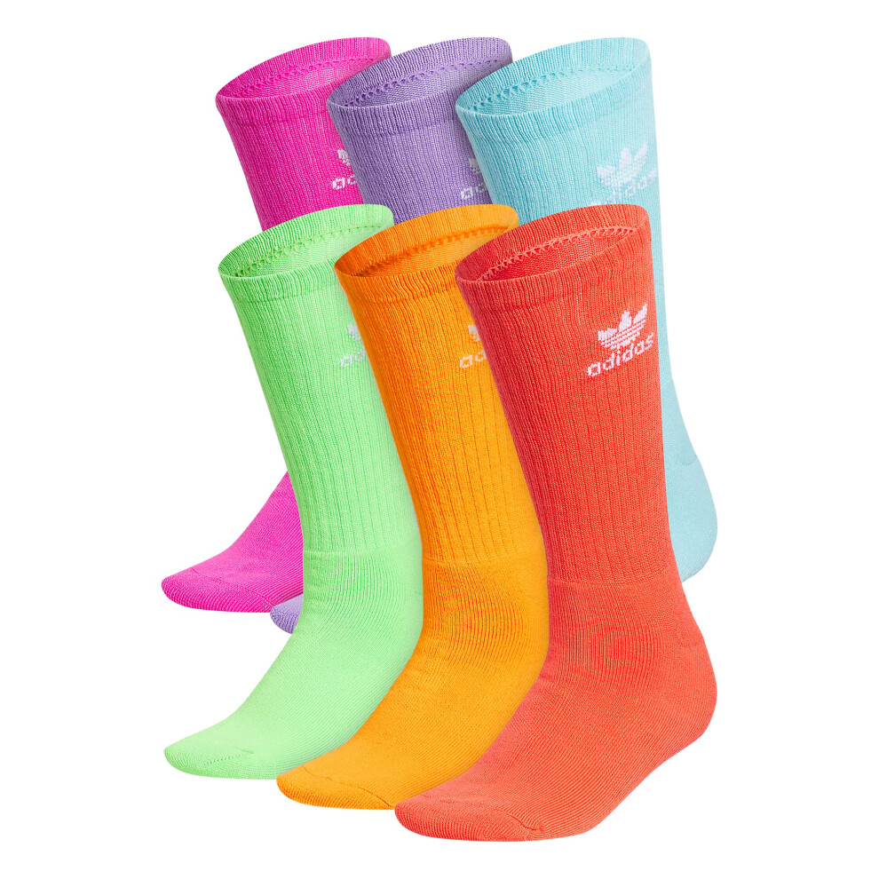 adidas Originals Trefoil (6-Pair) Crew Sock  BrightRed/LightAquaBlue/L