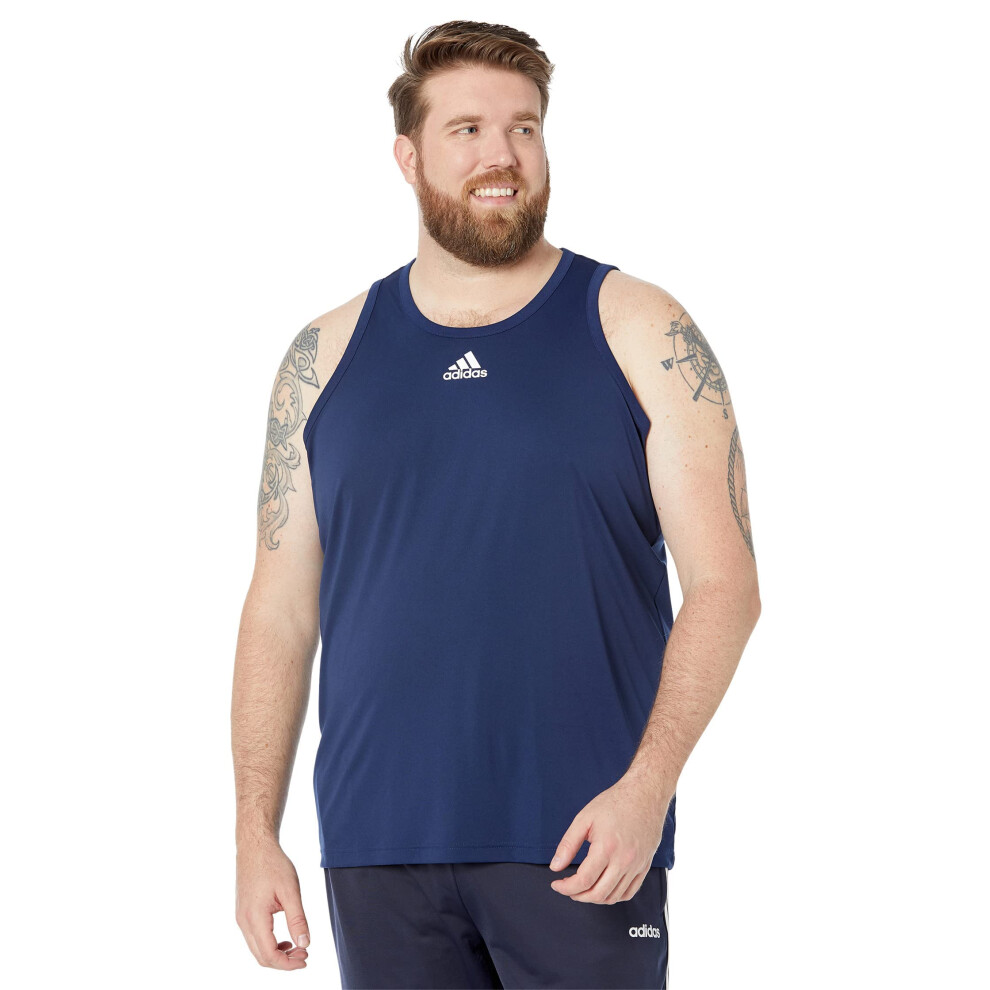 adidas Men's Heathered Tank Top  Team Navy Blue  Small