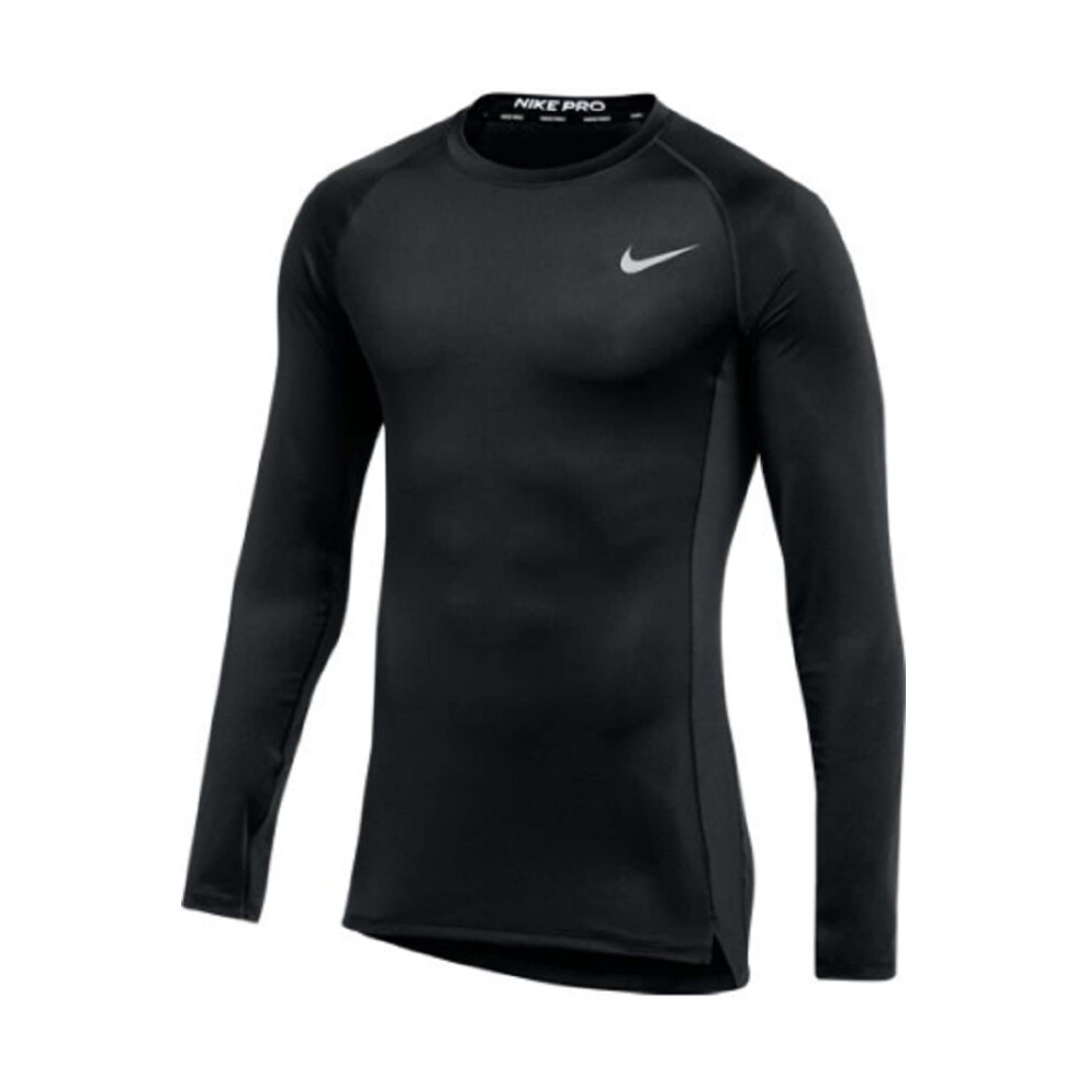 Nike Mens Pro Fitted Long Sleeve Training Tee (Medium Black)